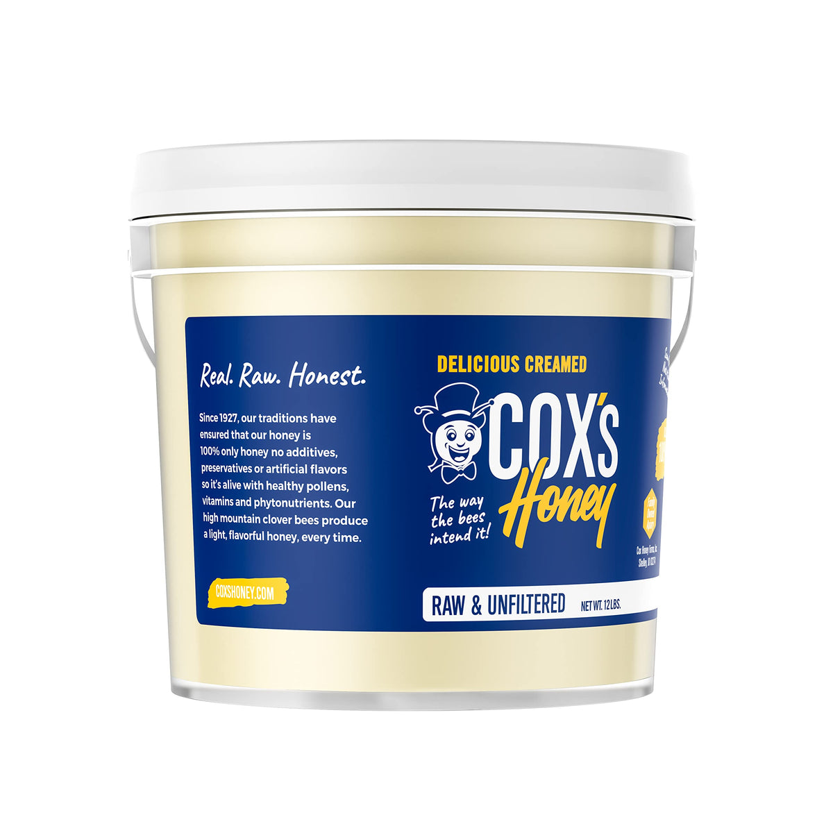 Cox's Honey - Bulk Creamed Whipped Honey, Raw Unfiltered Clover, 12 lb (USA)