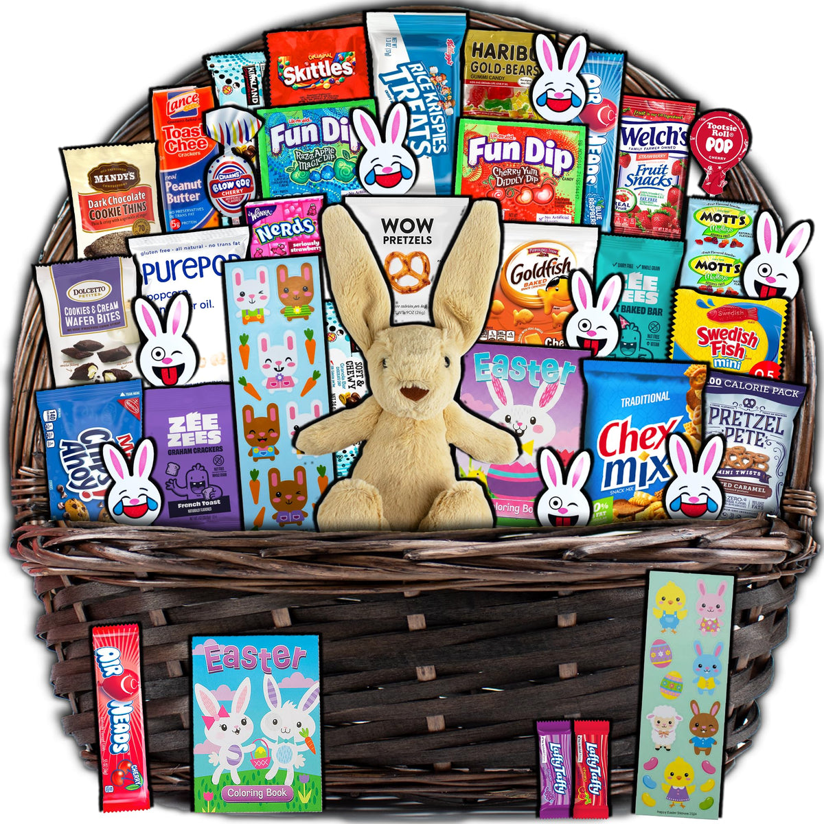 CRAVEBOX Easter Basket Gift 40ct – Fully Stocked Easter Gift Basket for Kids & Adults