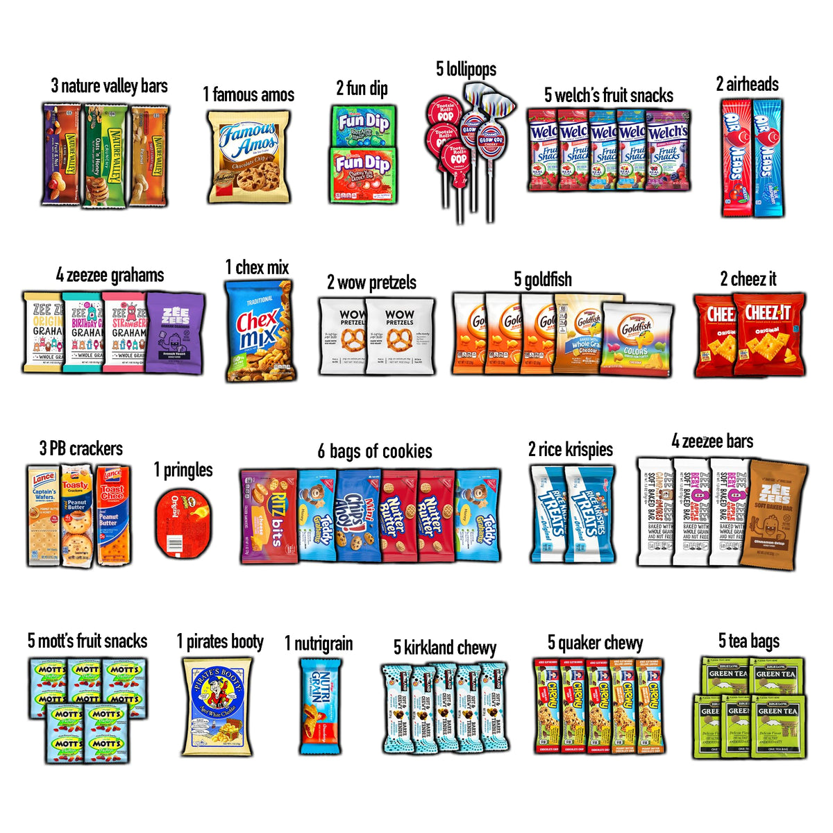CRAVEBOX 110ct Snack Box Variety Pack for Adults — Gift Basket & College Care Package