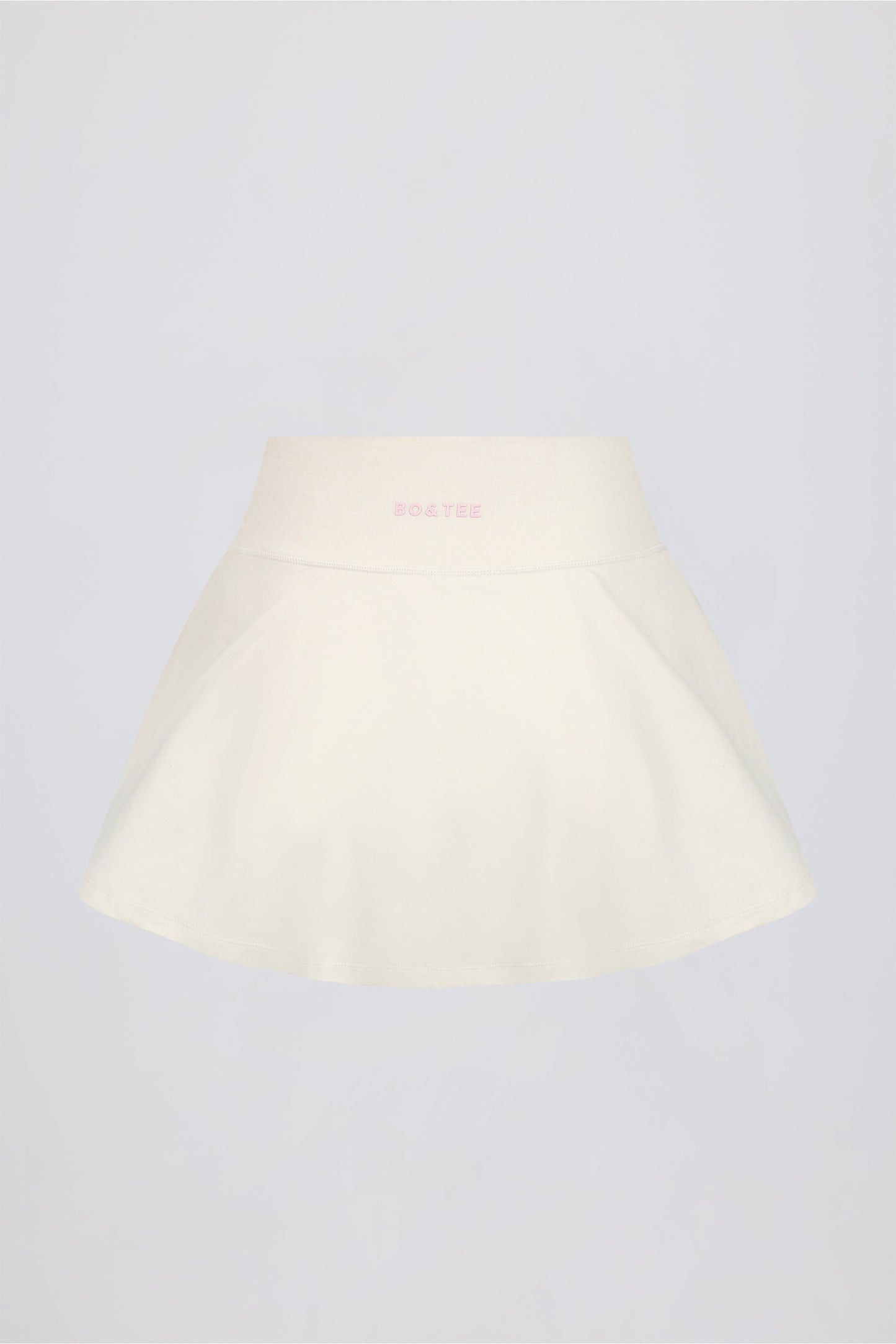 Brushed Jersey Crossover Mini Skort in Ivory Marl