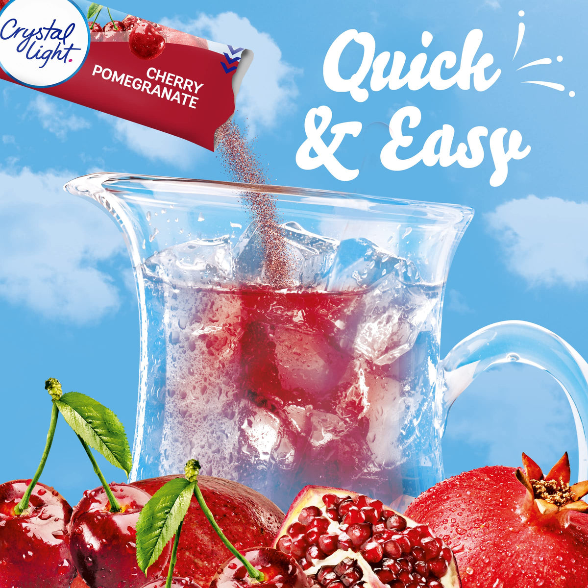 Crystal Light Cherry Pomegranate Powdered Drink Mix – 60 Pitcher Packets, 10 Calories per Serving