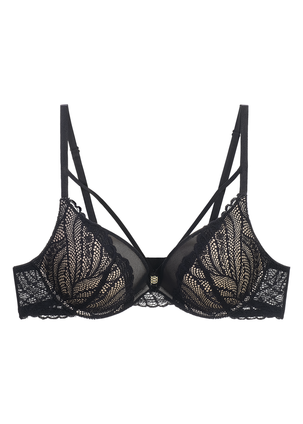 DAHLIA Plus Seductive Black Underwired Plunge Lace Demi Bra