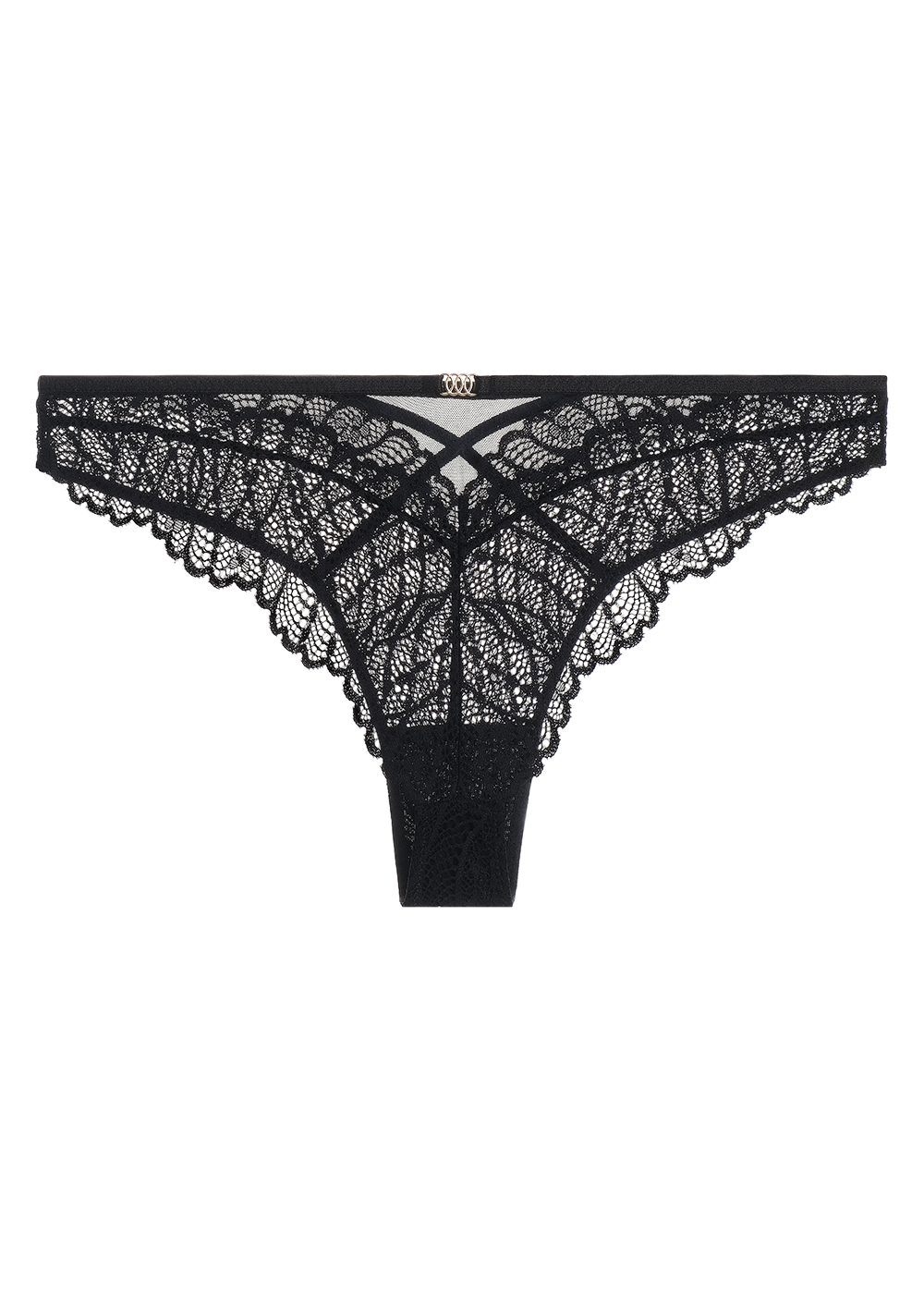 DAHLIA Black Lace Tanga Panties