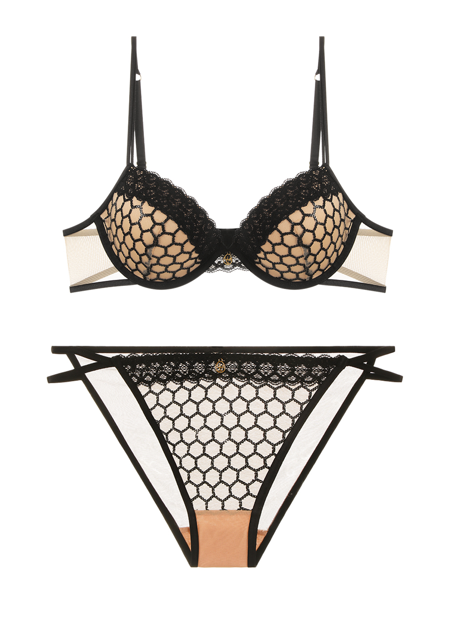 DAPHNE Sparkling Nude Lace Bra & Plus Panty Set