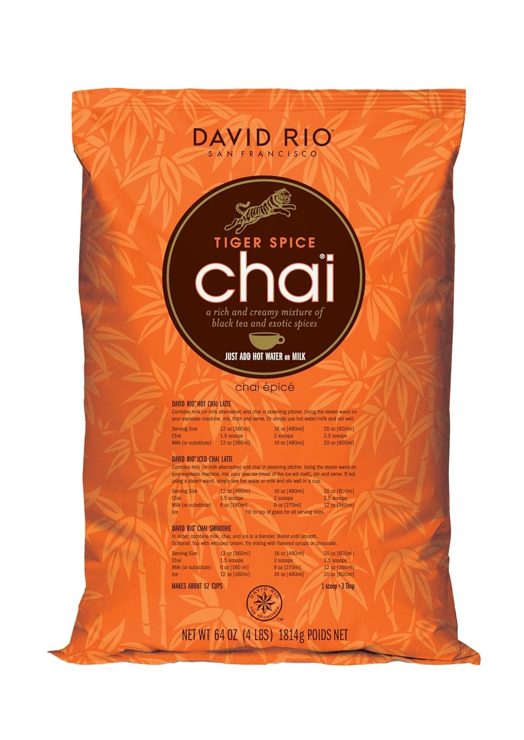 David Rio Tiger Spice Chai – Two 4 lb Bags | Premium Black Tea Latte Mix