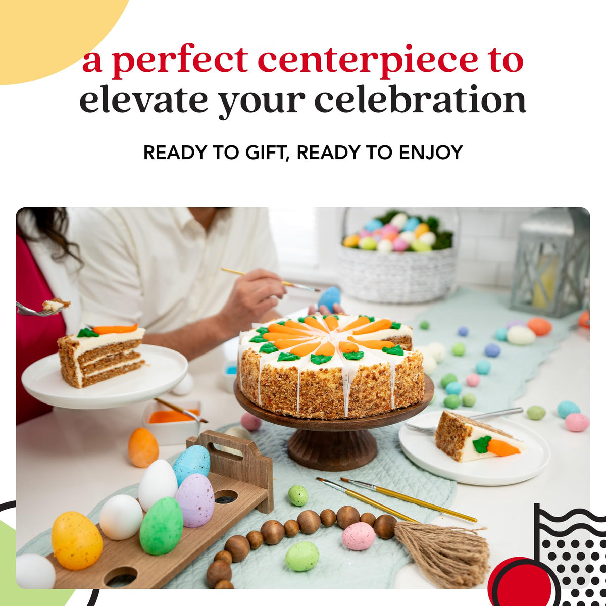 David's Cookies Carrot Cake 10 Inch - Pre-Sliced 14pc Layered Cake with Cream Cheese Frosting - Gourmet Bakery Dessert for Parties, Gifting, and Celebrations