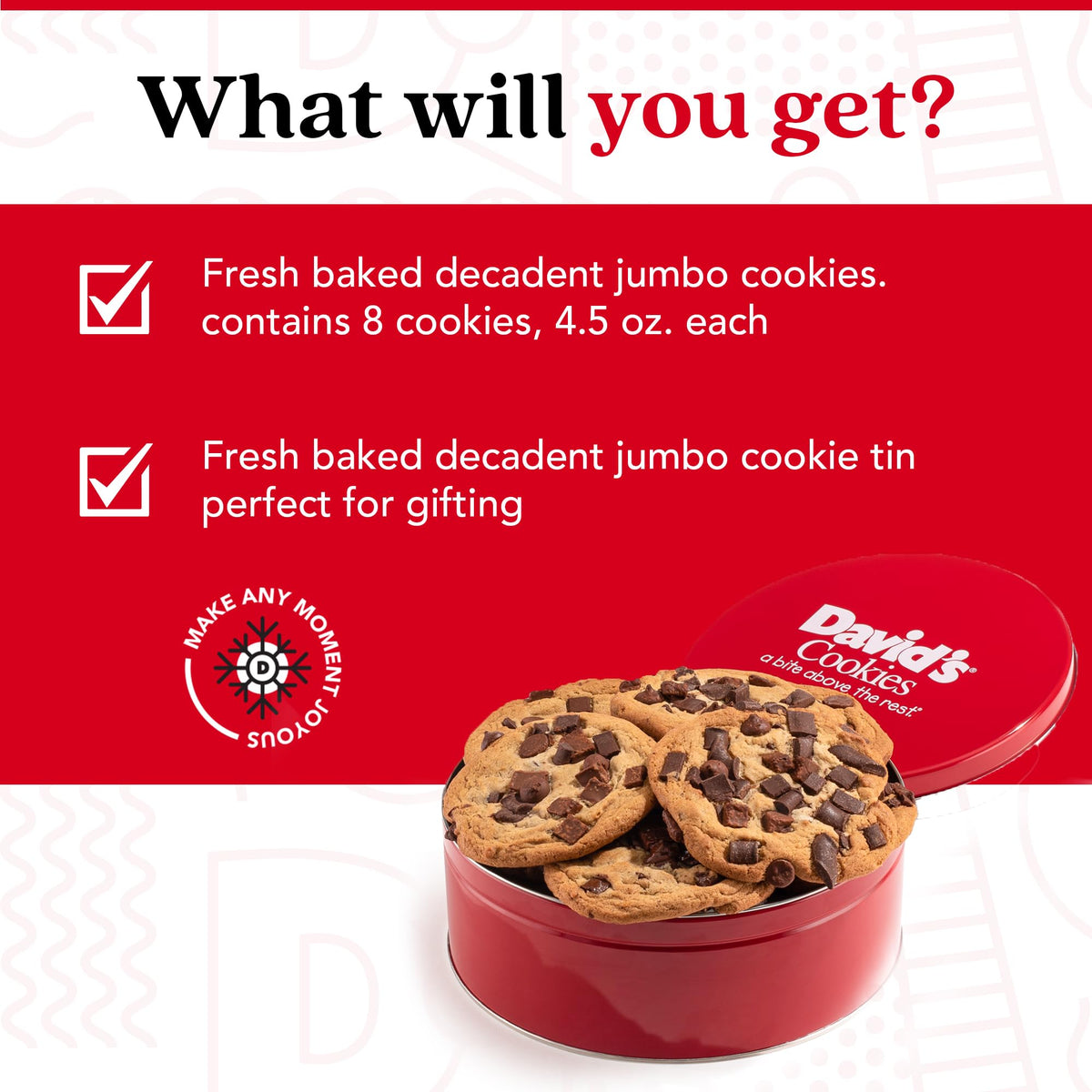 David's Cookies Triple Chocolate Jumbo Cookies Gift Tin – Fresh Gourmet Treats
