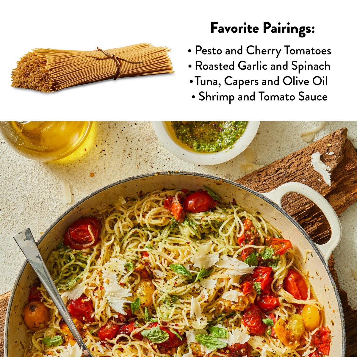 DeLallo Whole Wheat Capellini Pasta — 8 x 1 lb, 100% Durum Wheat, Made in Italy
