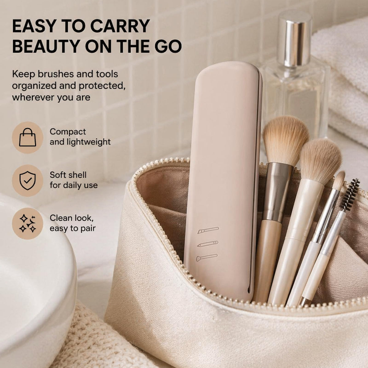 Detachable Travel Makeup Bag,2-in-1 Lay-Flat Cosmetic Organizer Women