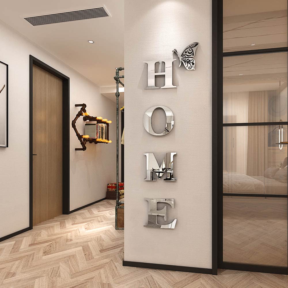 Doeean Home Wall Decor Letter Signs Acrylic Mirror Wall Stickers Decorations for Living Room Bedroom Home Decor Wall Decals (Silver, 47.2 X 15.3IN)