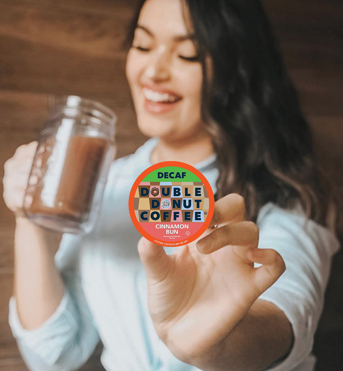 Double Donut Coffee Decaf Cinnamon Bun Pods | 80-Count Keurig K-Cups, Recyclable & Kosher