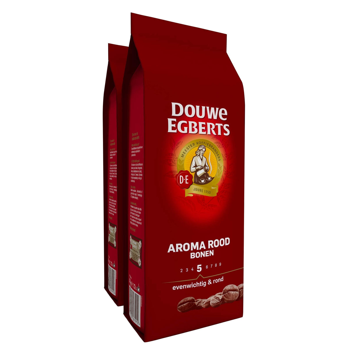 Douwe Egberts Aroma Rood Whole Beans Coffee – 2 x 17.6oz/500g Vacuum-Packed