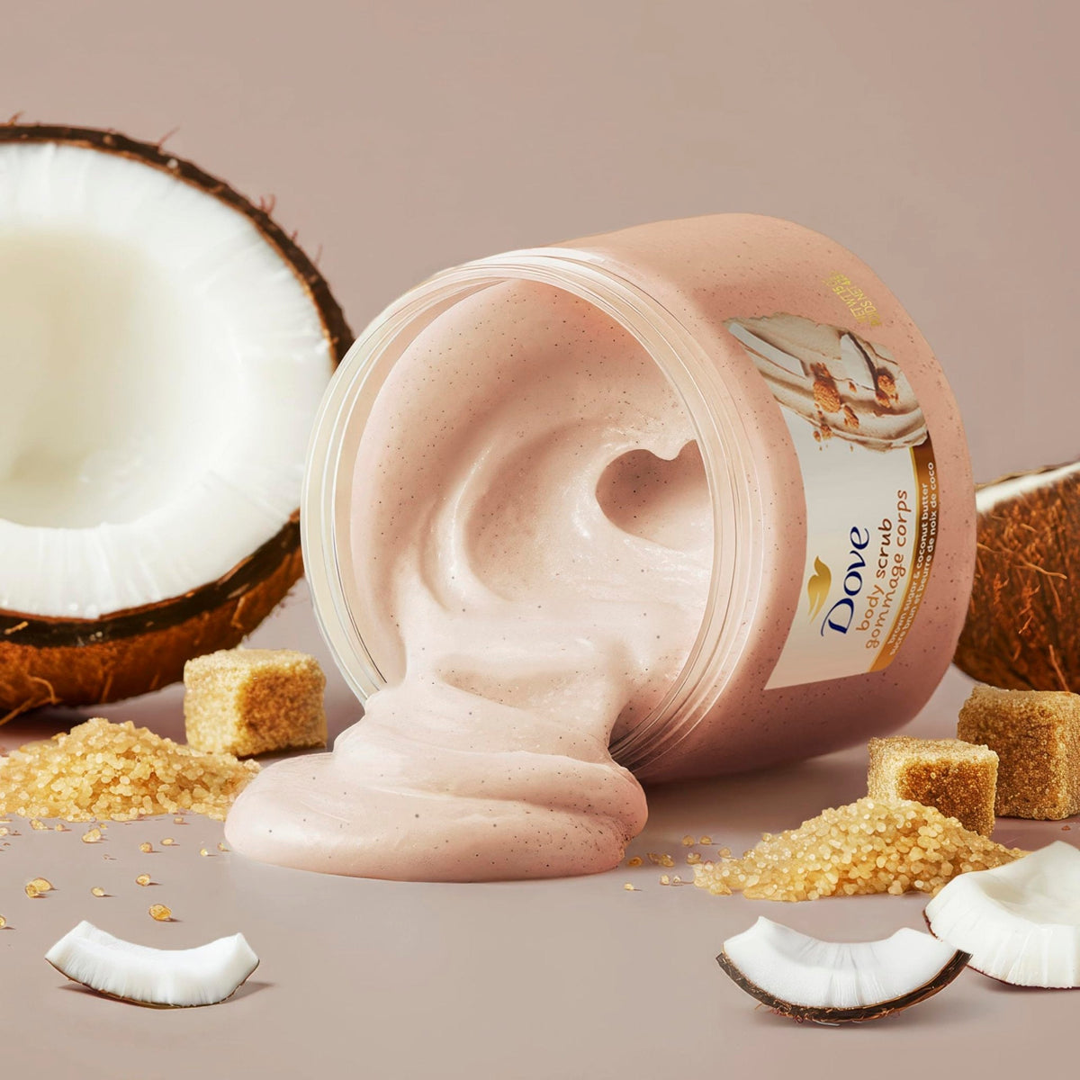 Dove Brown Sugar and Coconut Butter Body Scrub Exfoliates and Deeply 15 oz