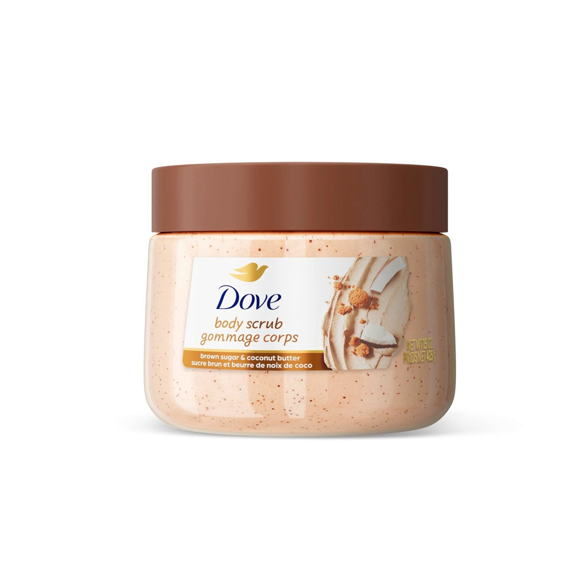 Dove Brown Sugar and Coconut Butter Body Scrub Exfoliates and Deeply 15 oz