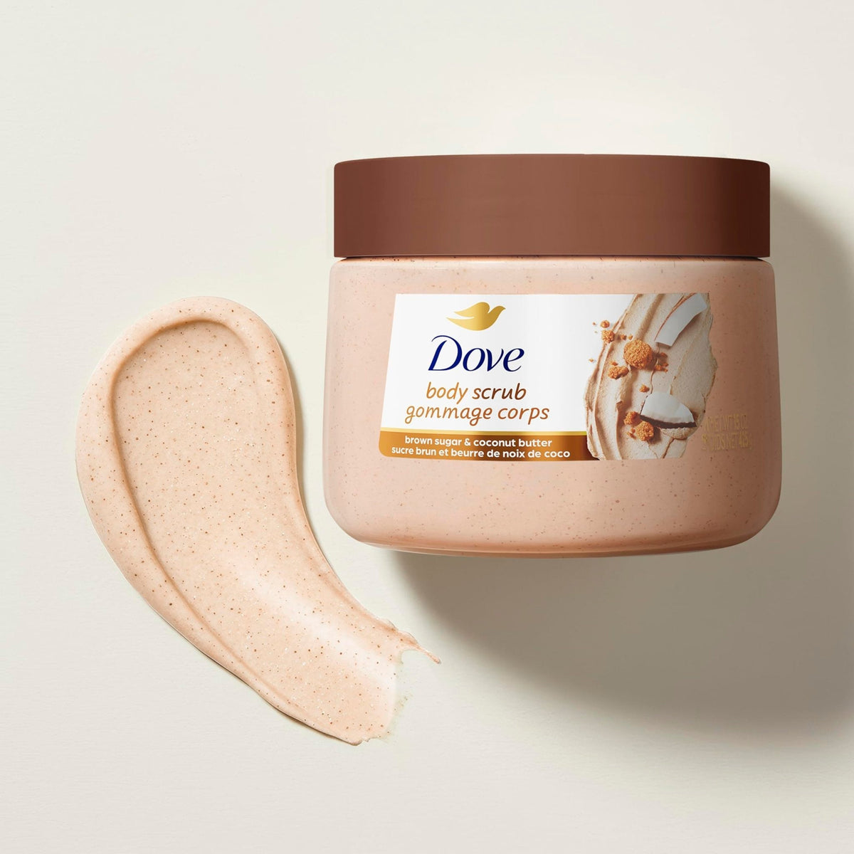 Dove Brown Sugar and Coconut Butter Body Scrub Exfoliates and Deeply 15 oz