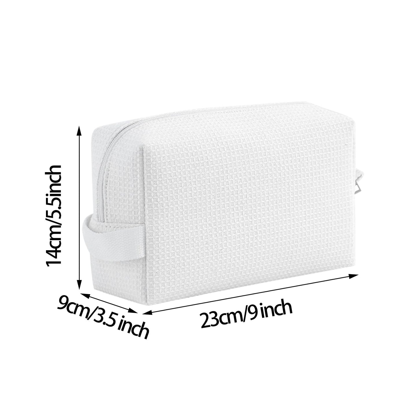 DYSHAYEN Small Waffle Makeup Bag for Travel, White