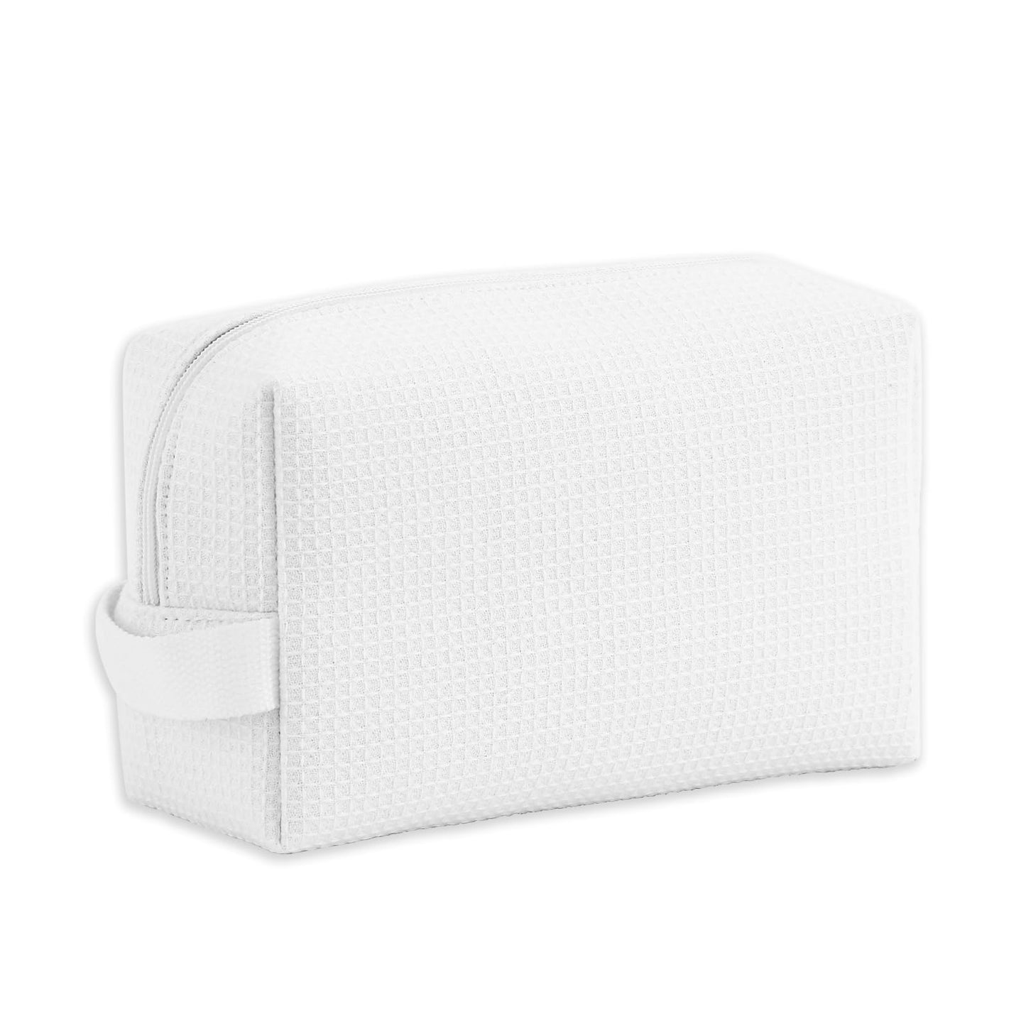 DYSHAYEN Small Waffle Makeup Bag for Travel, White