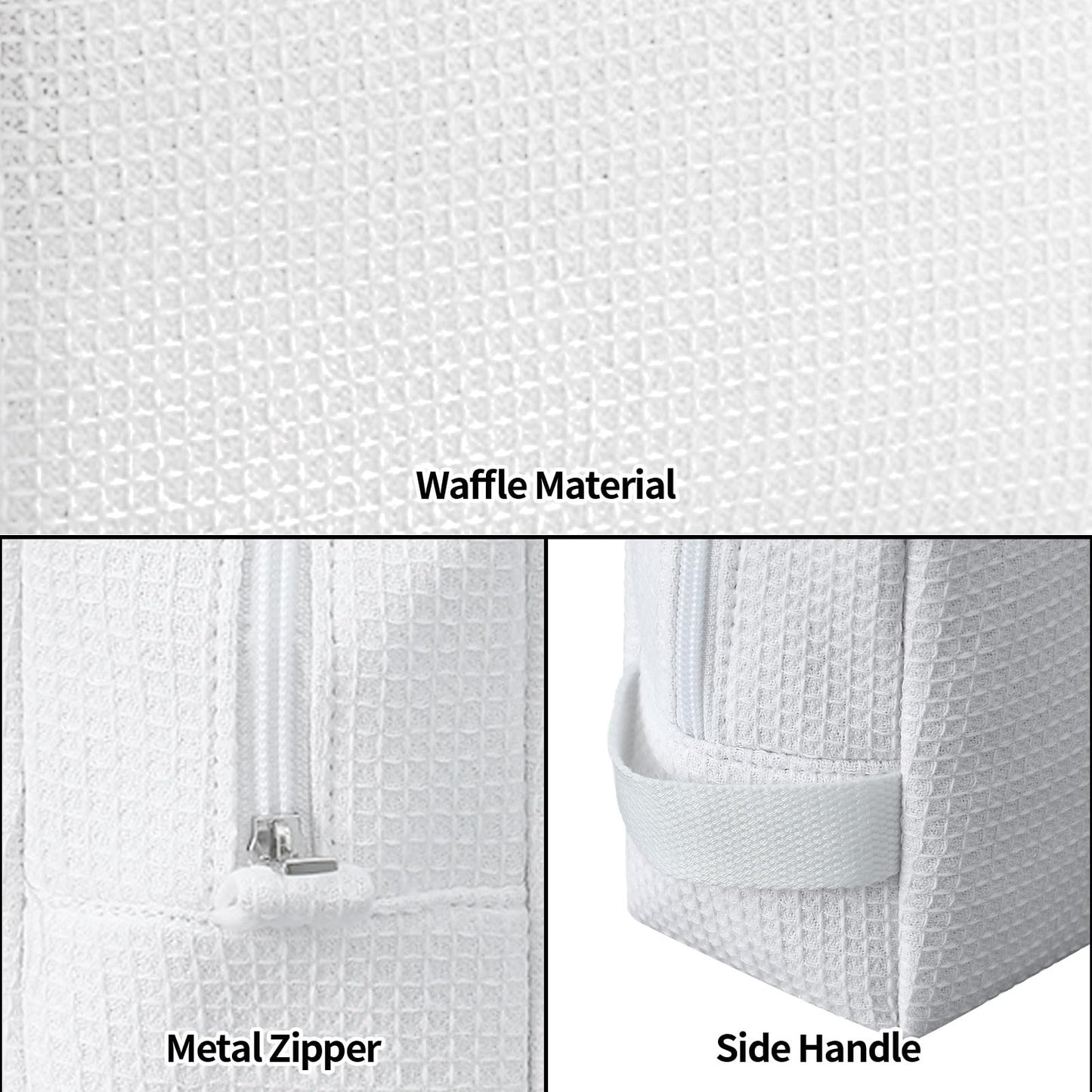 DYSHAYEN Small Waffle Makeup Bag for Travel, White