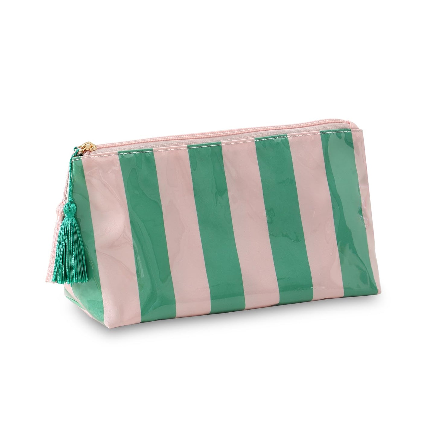 DYSHAYEN Striped Makeup Bag, Pink-Green