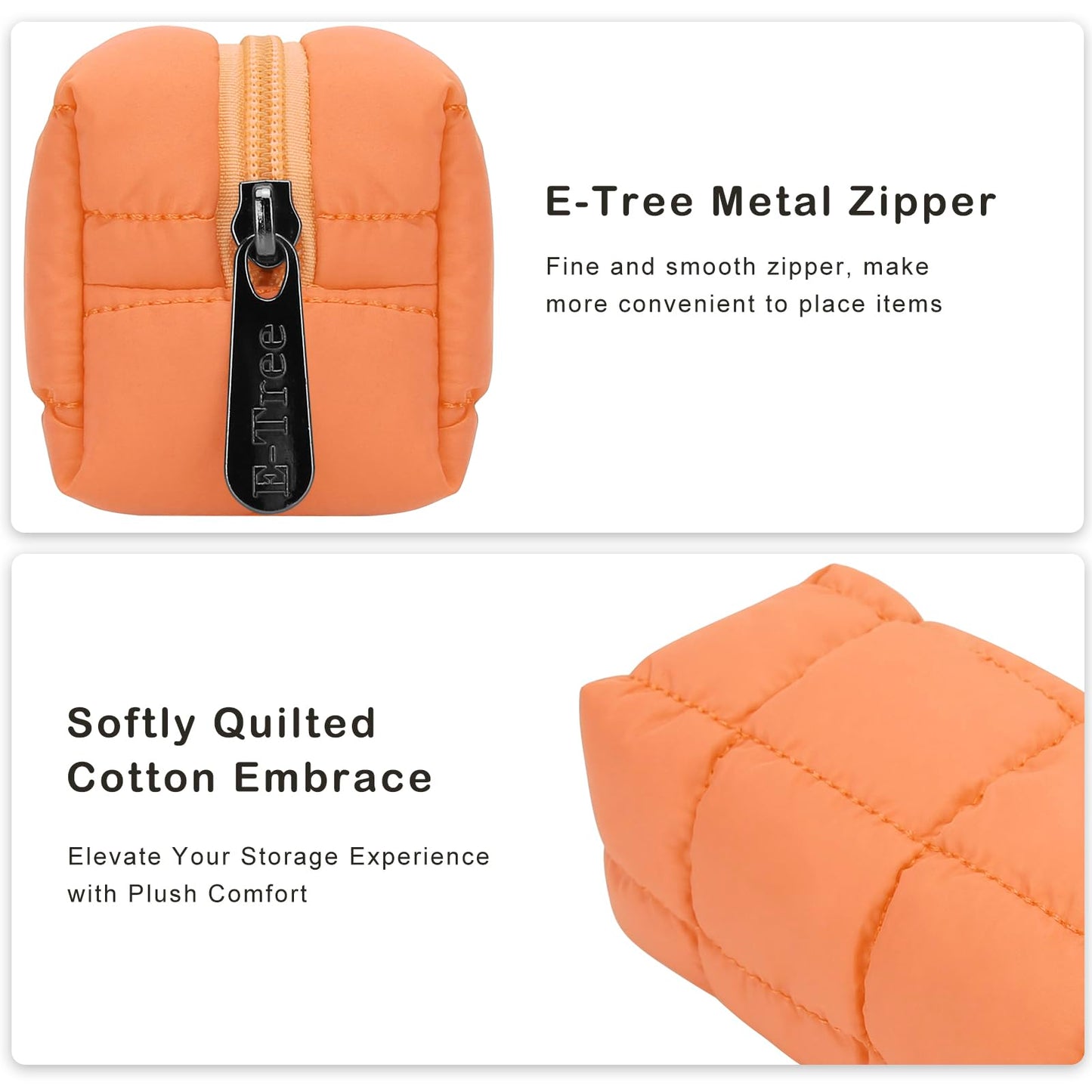 E-Tree Quilted Pencil Case,Makeup Brush Bag,Travel Toiletry Pouch Organizer