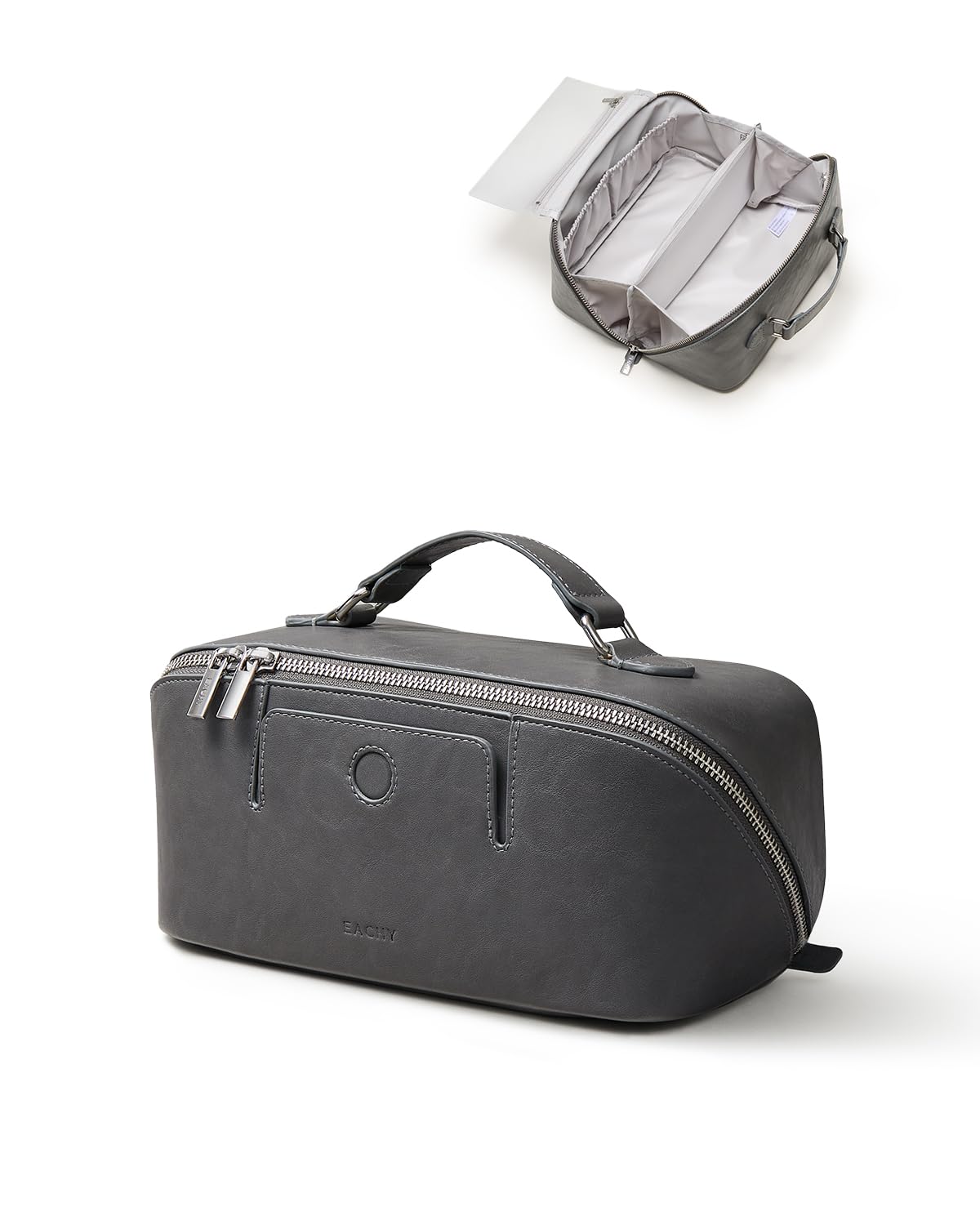 EACHY Travel Makeup Bag for Women, Provence Cosmetic Bag, Grey, Medium