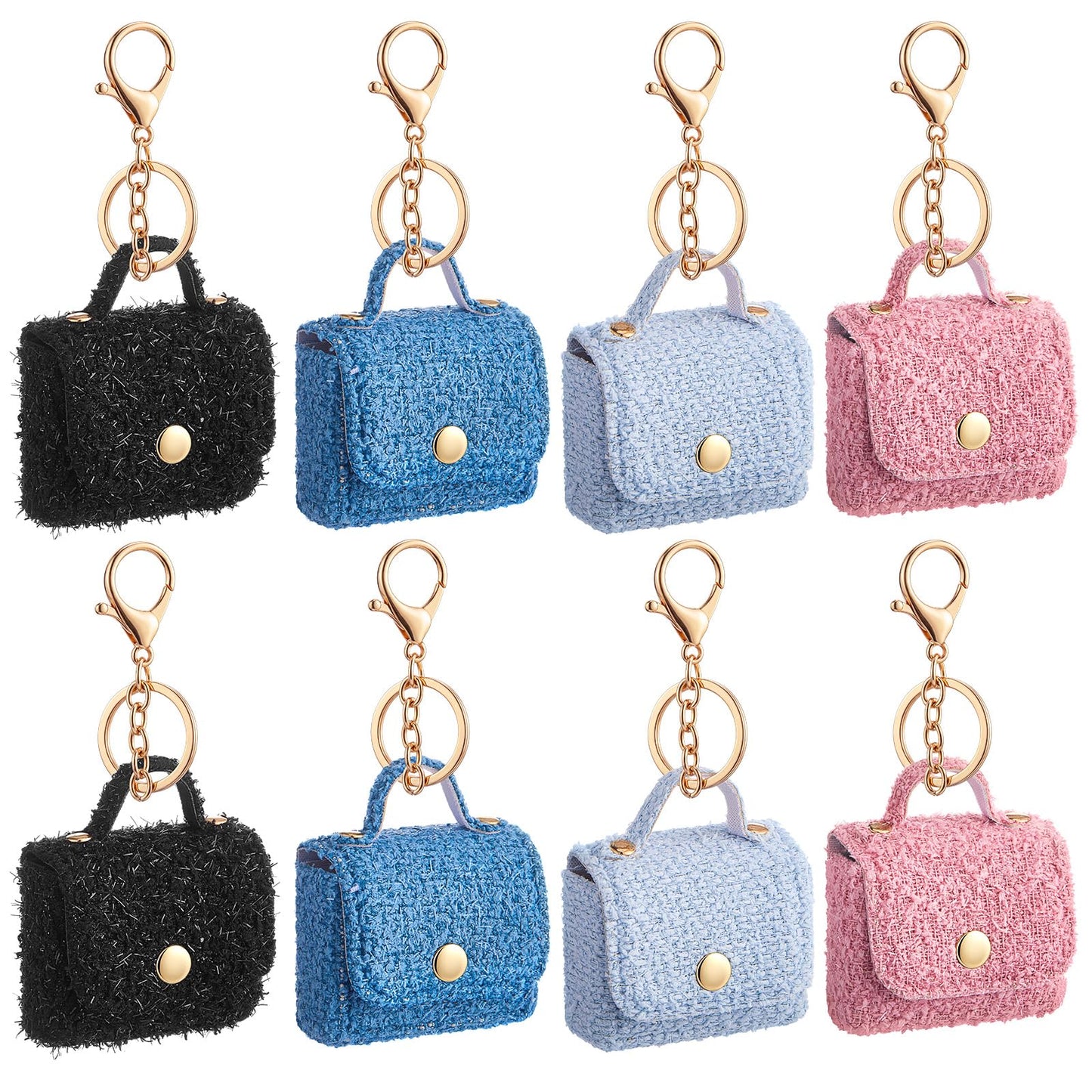 Eccliy 8 Pcs Mini Backpack Keychain Tiny Coin Purse Keychain Cute Lipstick Cosmetic Bag Gifts for Women Card Holder Pouch(Polka Dot)