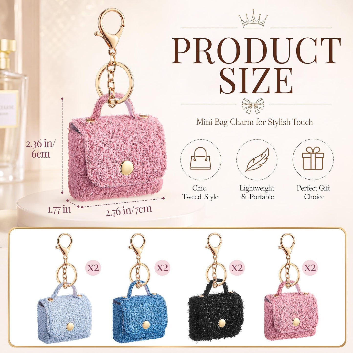 Eccliy 8 Pcs Mini Backpack Keychain Tiny Coin Purse Keychain Cute Lipstick Cosmetic Bag Gifts for Women Card Holder Pouch(Polka Dot)