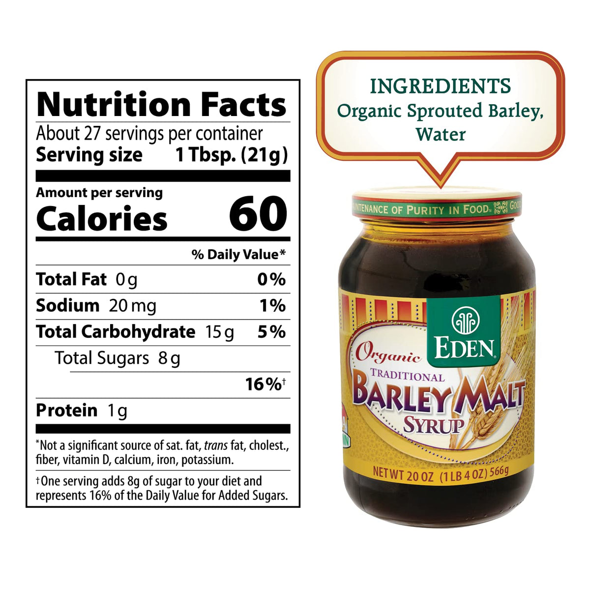 Eden Foods Organic Barley Malt Syrup 20oz Pack of 3 | Versatile Non-Diastatic Sweetener