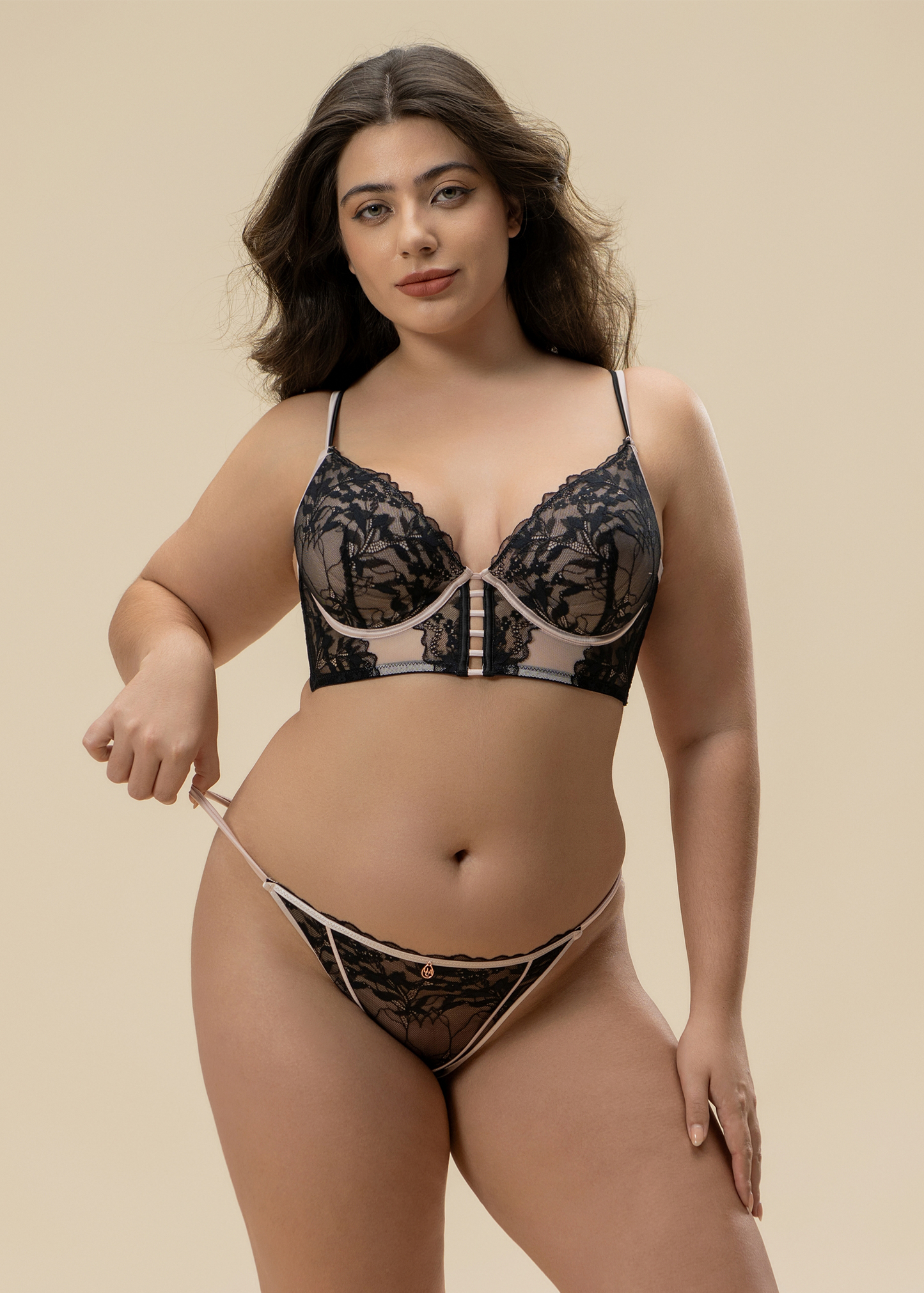 ELSA Black Lace Plus Bra & Panty Set