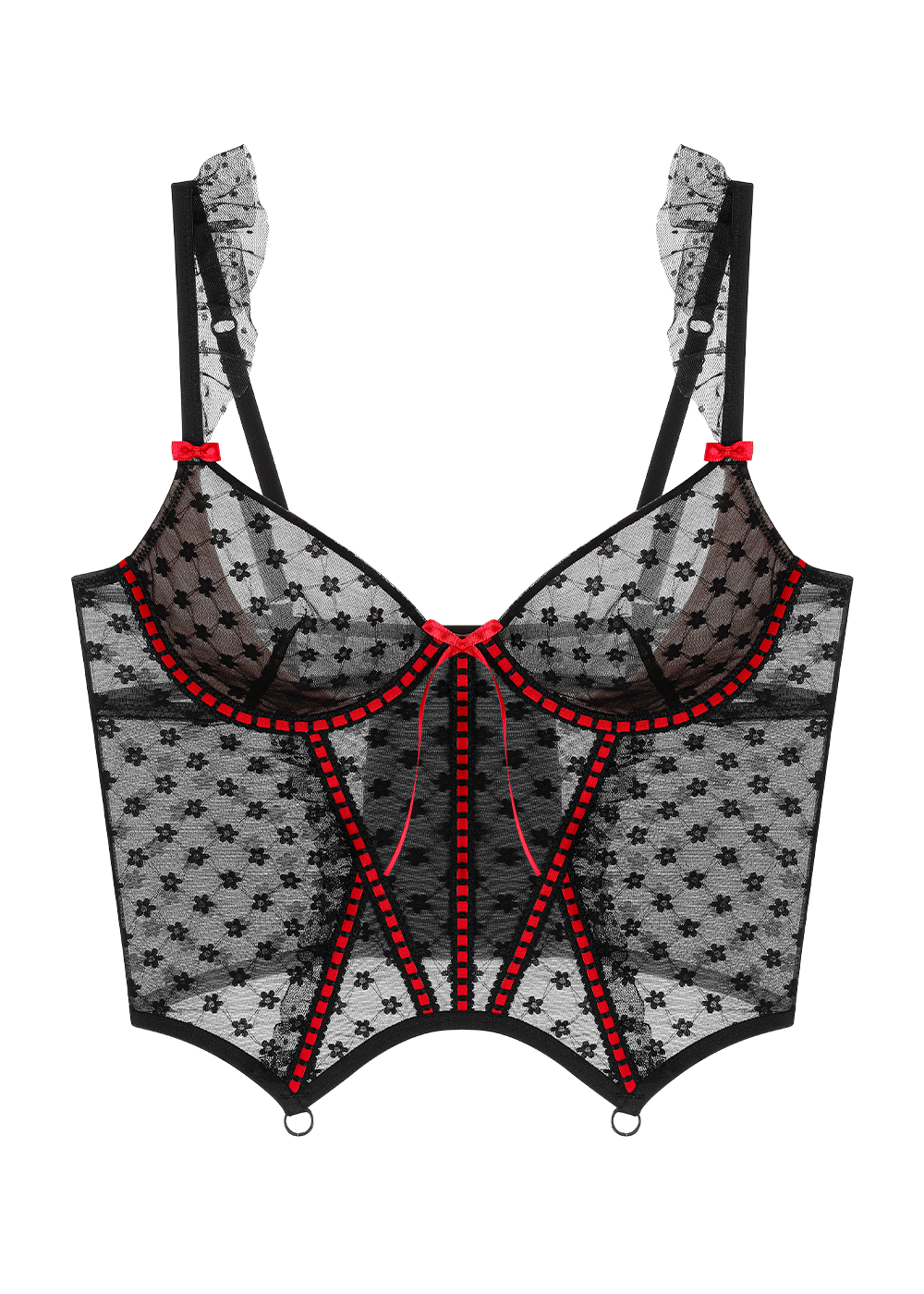 EMILY Underwired Unlined Mesh Half-Moon Soft Pads Demi Corset Top