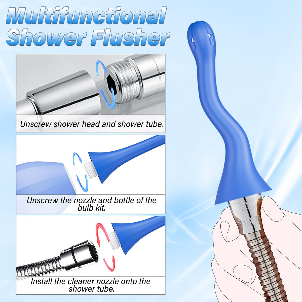 Enema Anal Douches for Men Women - Enema Bulb with Bendable Silicone Nozzles for Men Women Colon Cleanse, Anti Backflow Shower Douche Enema Kit with Lube, Anal Cleansing Feminine Care Douche Bottles