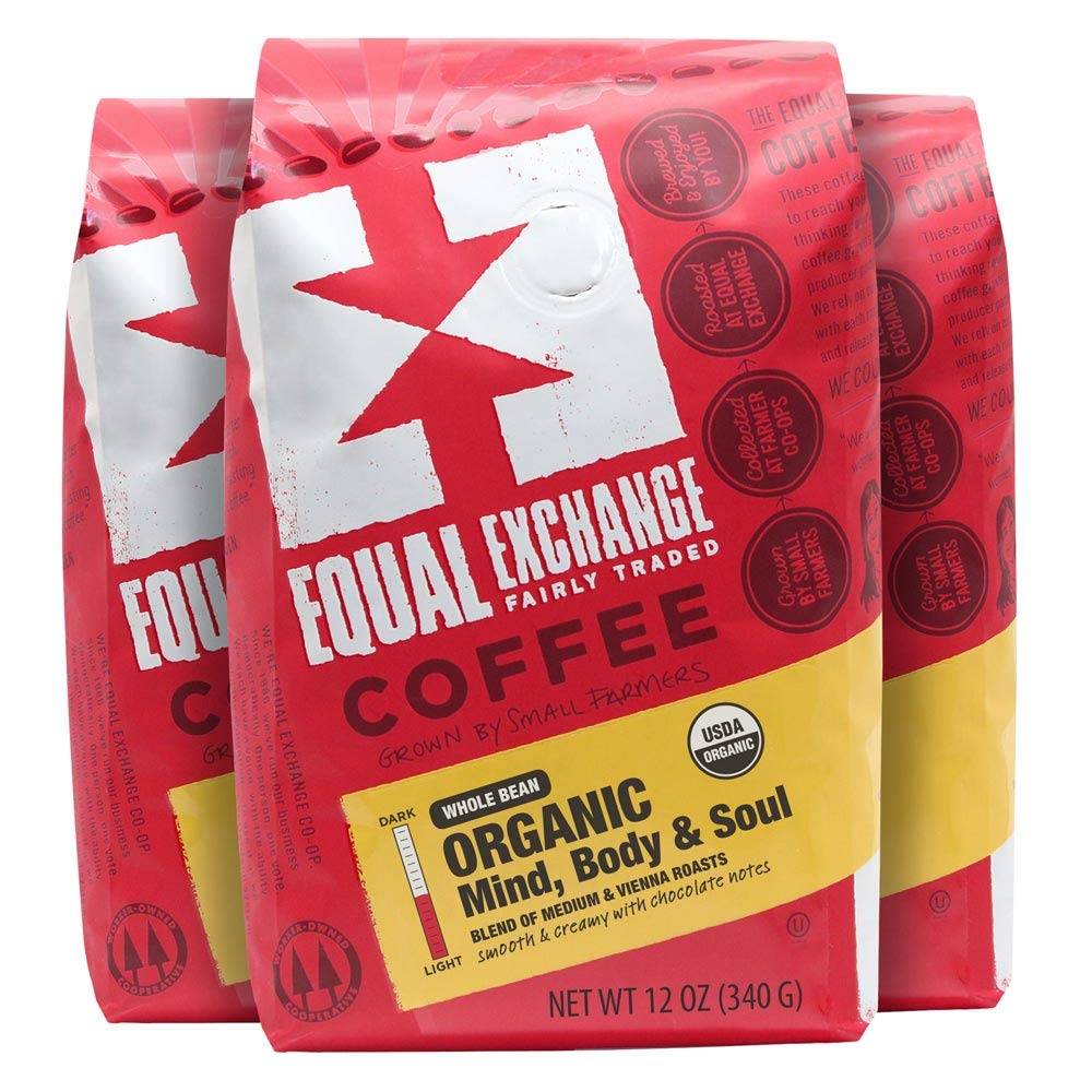 Equal Exchange Organic Whole Bean Coffee – Mind Body Soul Drip, Pack of 3 (12 oz each)