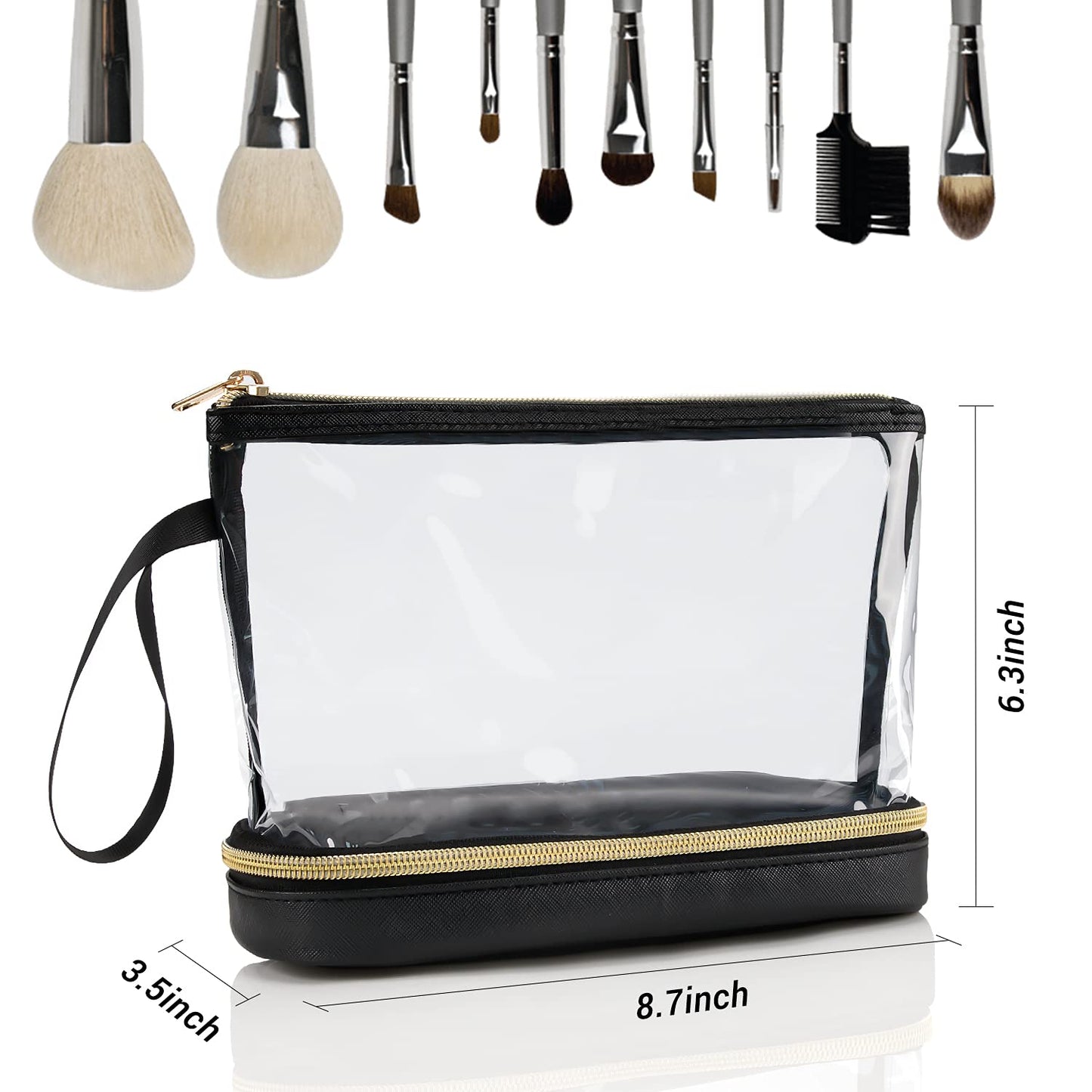 Ethereal Travel Makeup Bag, Clear Cosmetic Bag Make Up Organizer TSA Approved Toiletry Bag, Waterproof Pouch for Women Purse for Toiletries Accessories Brushes