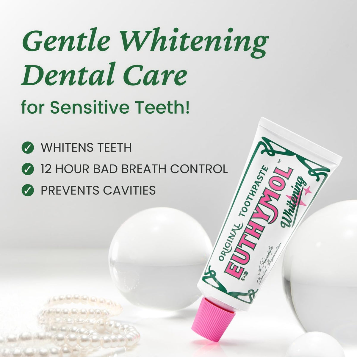 EUTHYMOL Whitening Toothpaste, Stain Removal in 2 Weeks | 3.7 fl oz