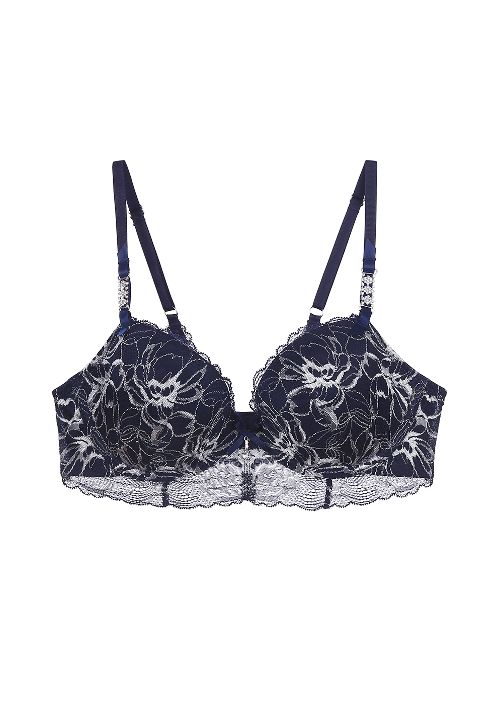 EVELYN Plunge Full-Coverage Molded Lace Demi Bra