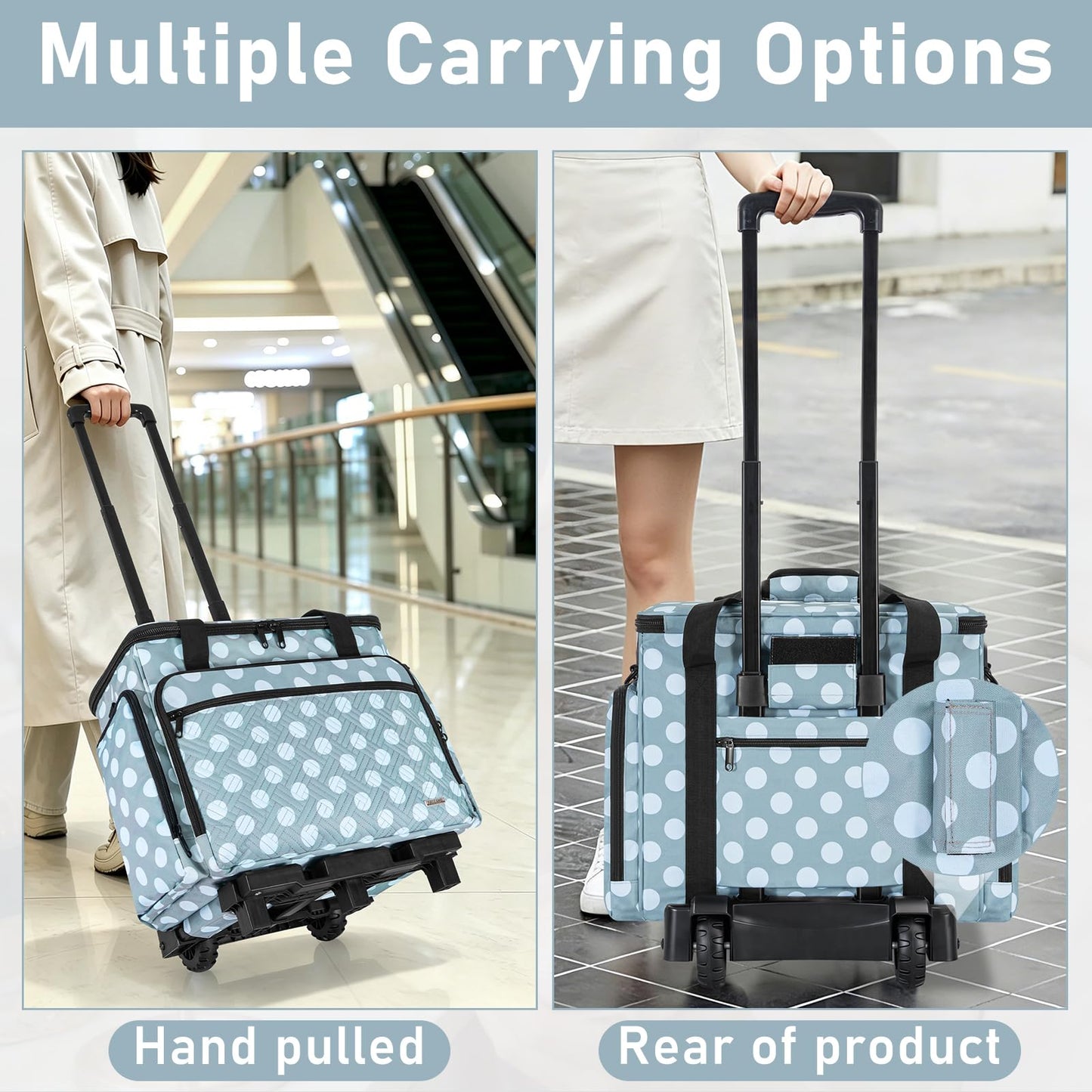 Extra Large Rolling Makeup Bag with 4 Removable Pouches and 1 Brush Holder