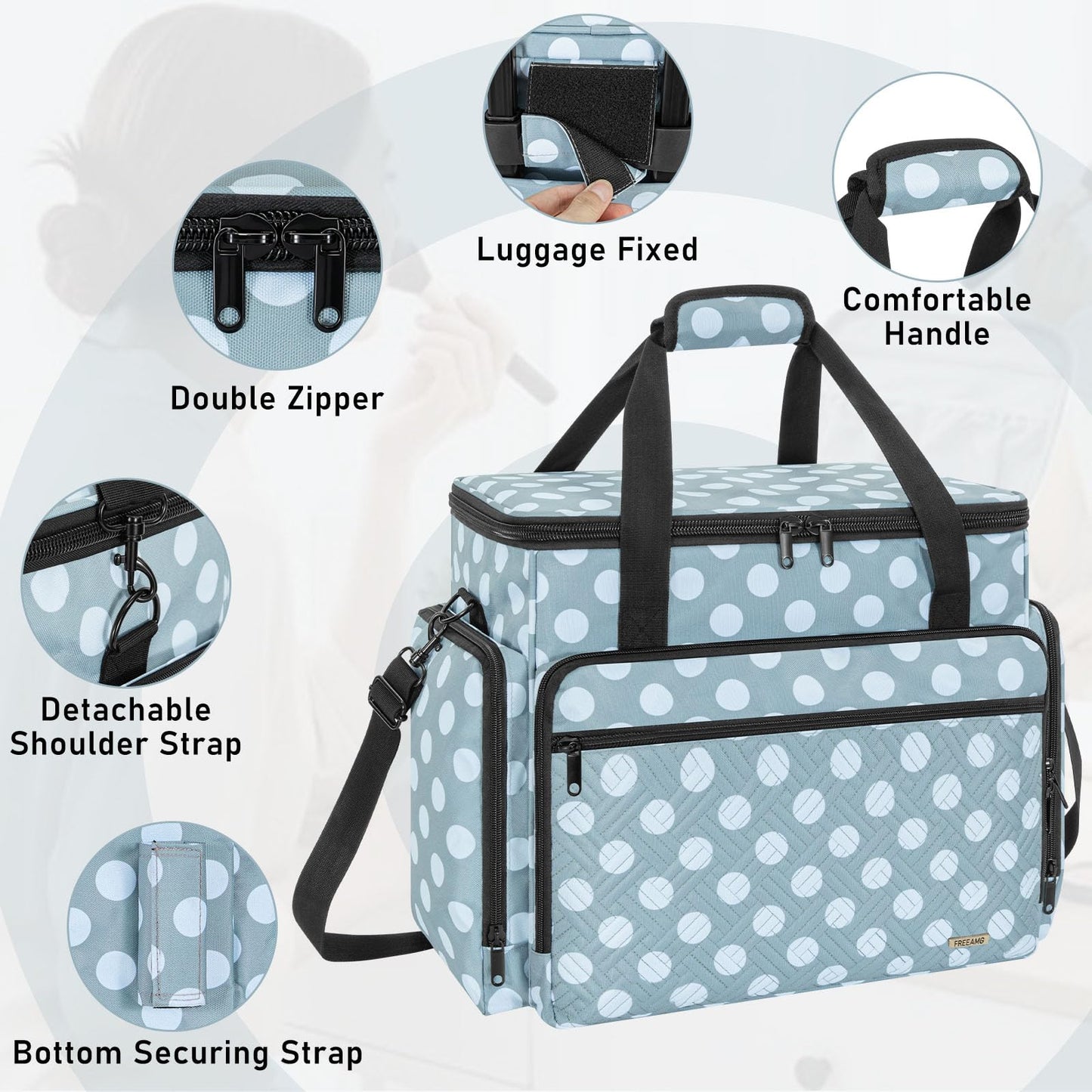 Extra Large Rolling Makeup Bag with 4 Removable Pouches and 1 Brush Holder