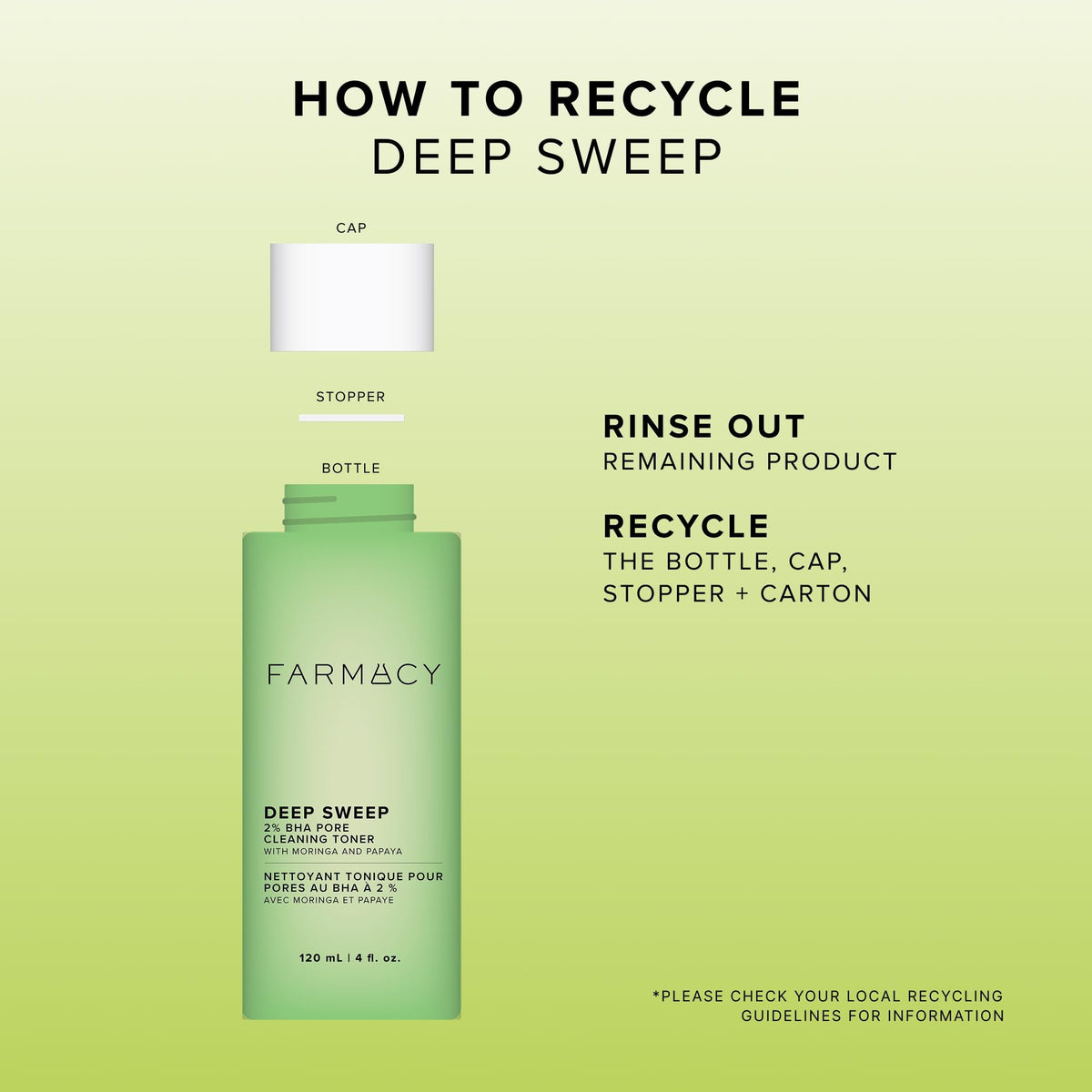 Farmacy 2% Salicylic Acid Toner for Face - Deep Sweep BHA Liquid Exfoliant + Pore Cleaner - Controls Oil, Gently Exfoliates + Refines Pores - Skin Care for Combo, Oily + Blemish-Prone Skin - (120ml)