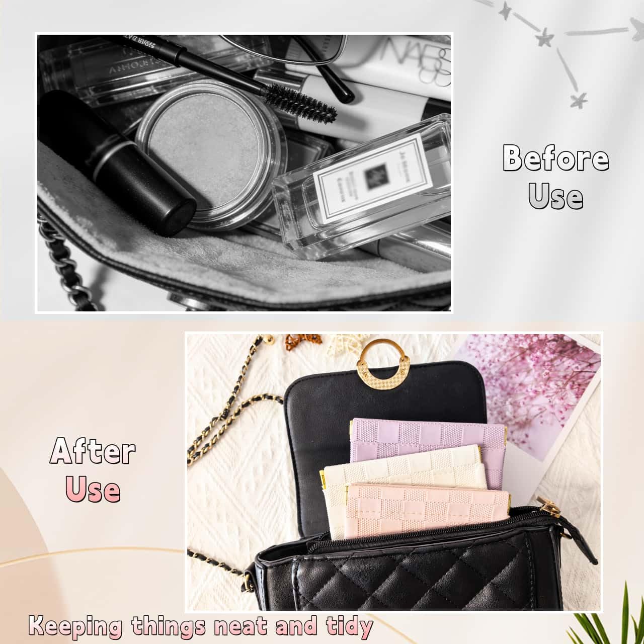 FeciFeco Small Makeup Bag for Purse, Small Pouch for Purse Organizer Insert
