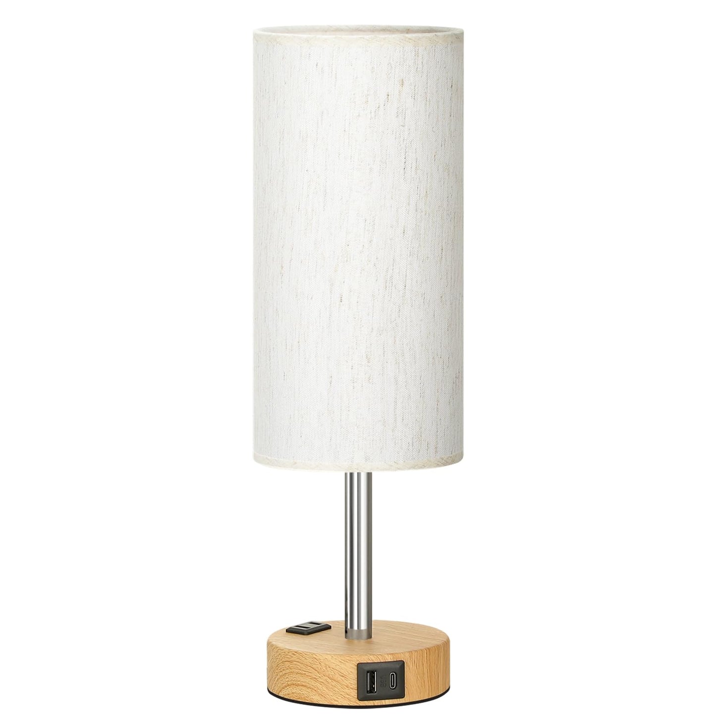 Fenmzee Bedside Table Lamp for Bedroom - Dimmable Touch, USB A+C, AC Outlet
