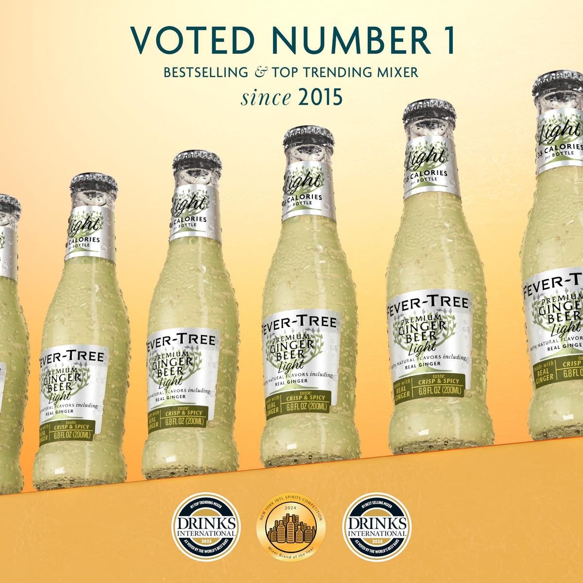 Fever-Tree Light Ginger Beer — Low-Calorie, No Artificial Sweeteners or Colors, 6.8 fl oz (24 Bottles)