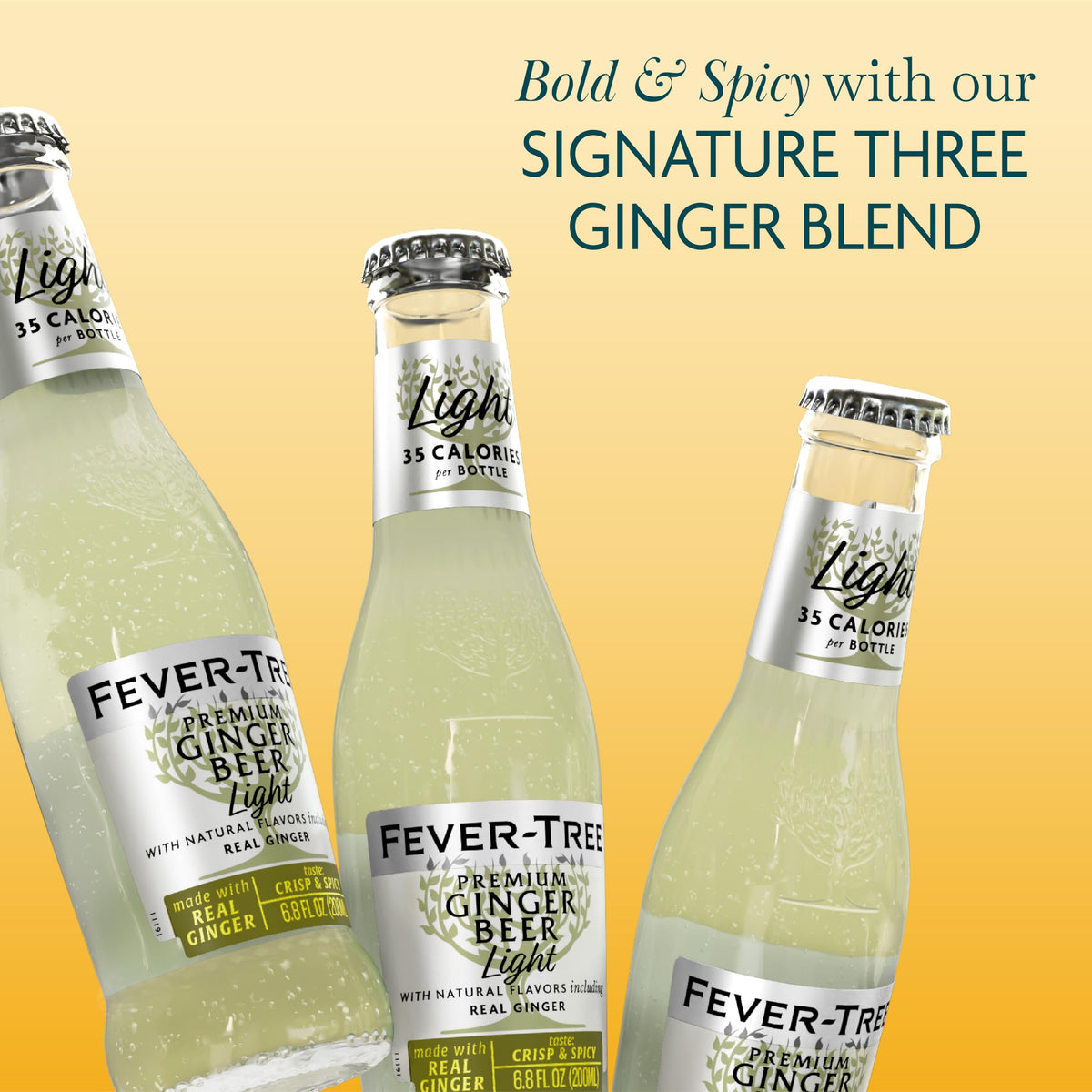 Fever-Tree Light Ginger Beer — Low-Calorie, No Artificial Sweeteners or Colors, 6.8 fl oz (24 Bottles)