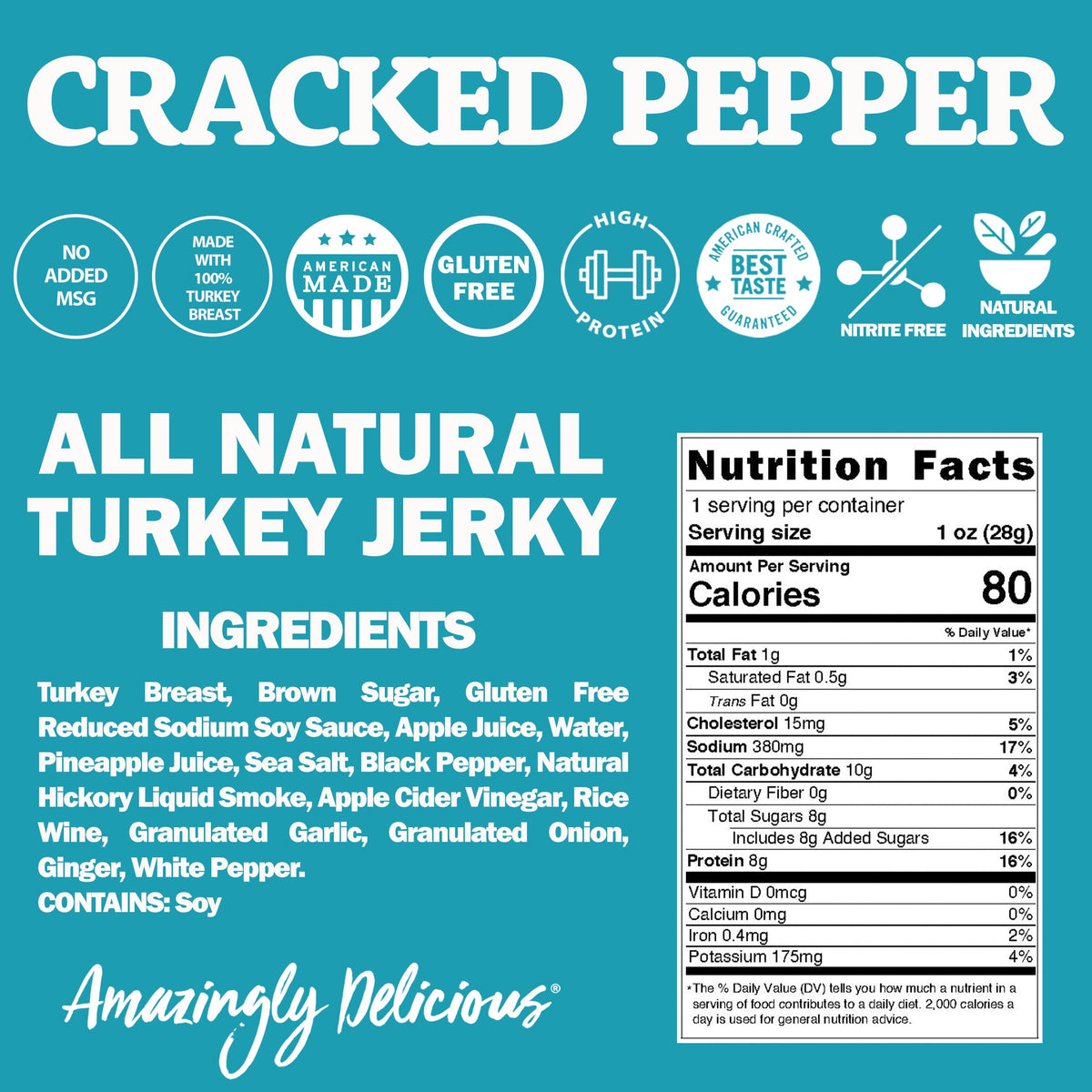 Field Trip Turkey Jerky – Gluten Free, Low Carb, High Protein Snack – 12 Pack (1 oz Bags)