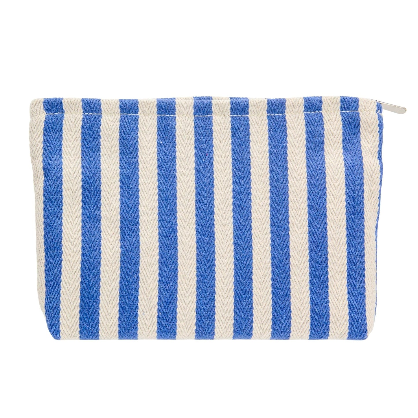 Flat Makeup Bag for Women,Zipper Cosmetic Pouch for Purse,Stripe Blue