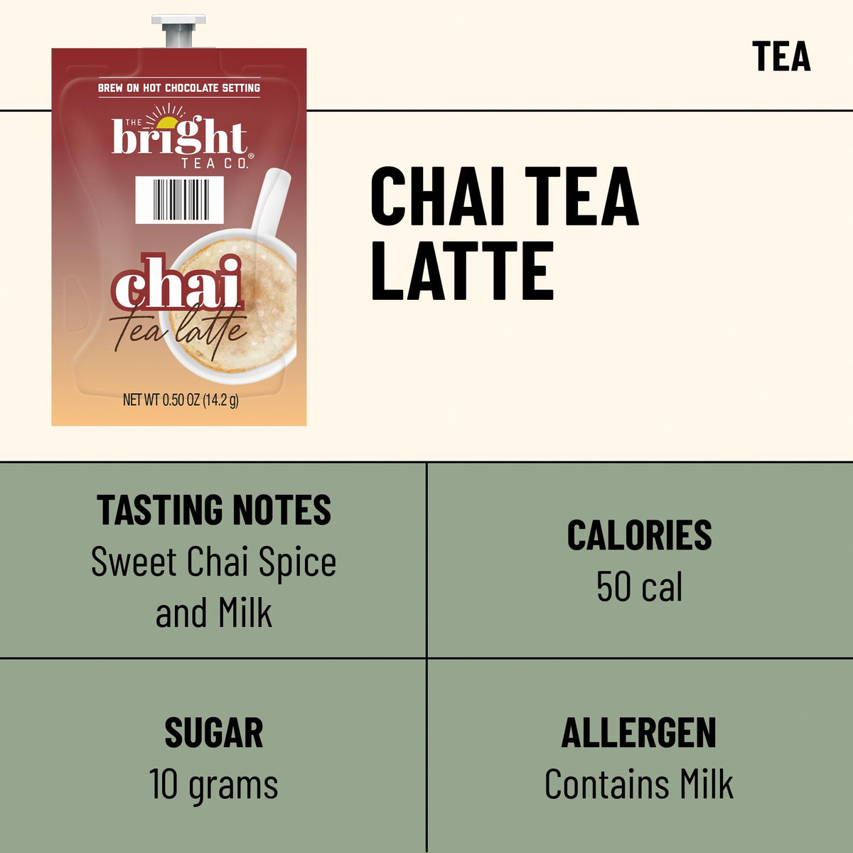 Flavia Bright Tea Co. Chai Tea Latte Freshpacks for Flavia Brewers – 72-Count