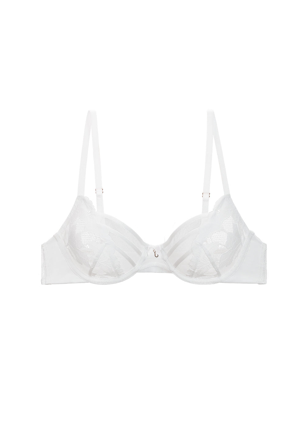 FLORA Underwired Unlined White Demi Lace Bra