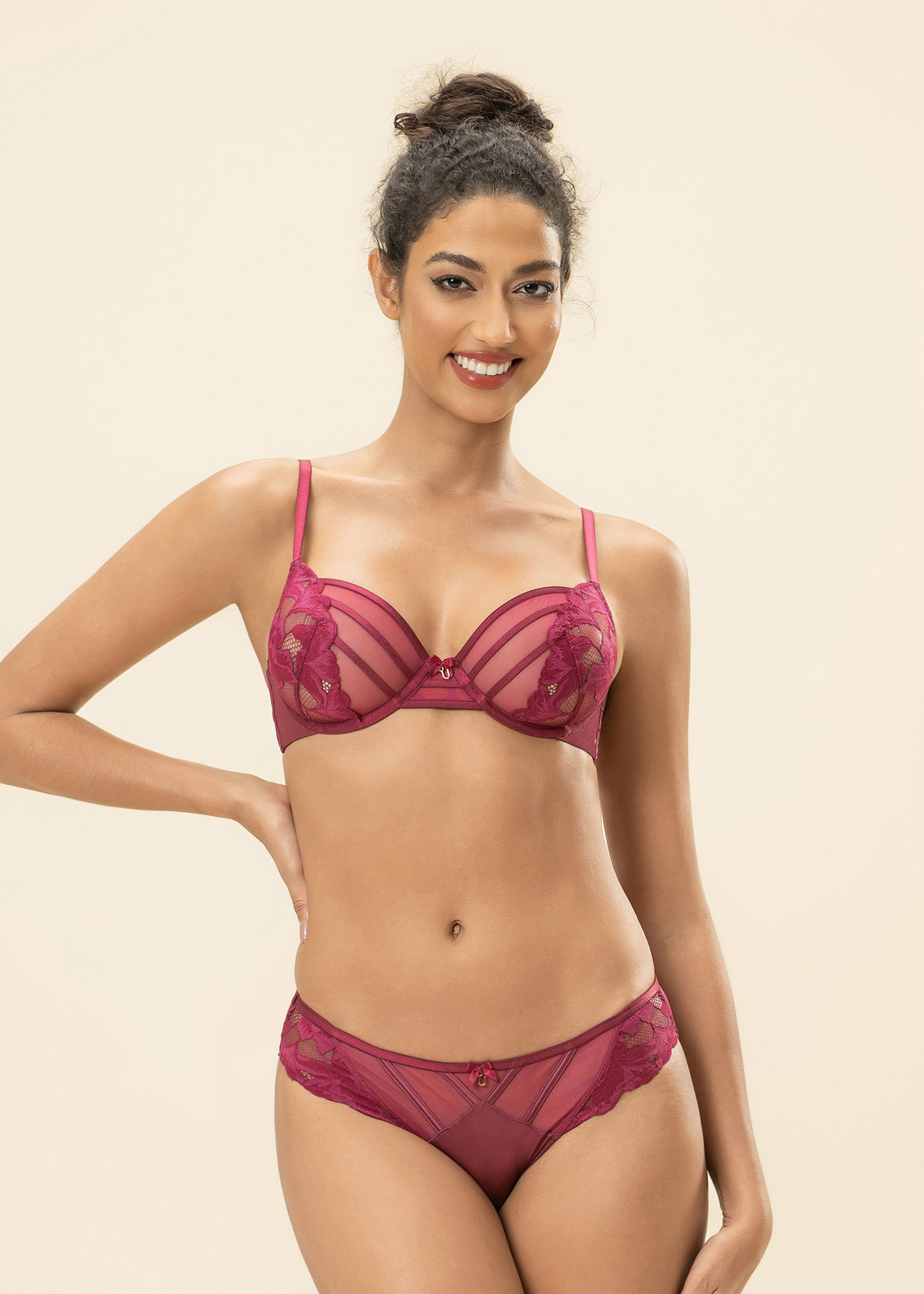 FLORA Red Seductive Lace Lingerie Set