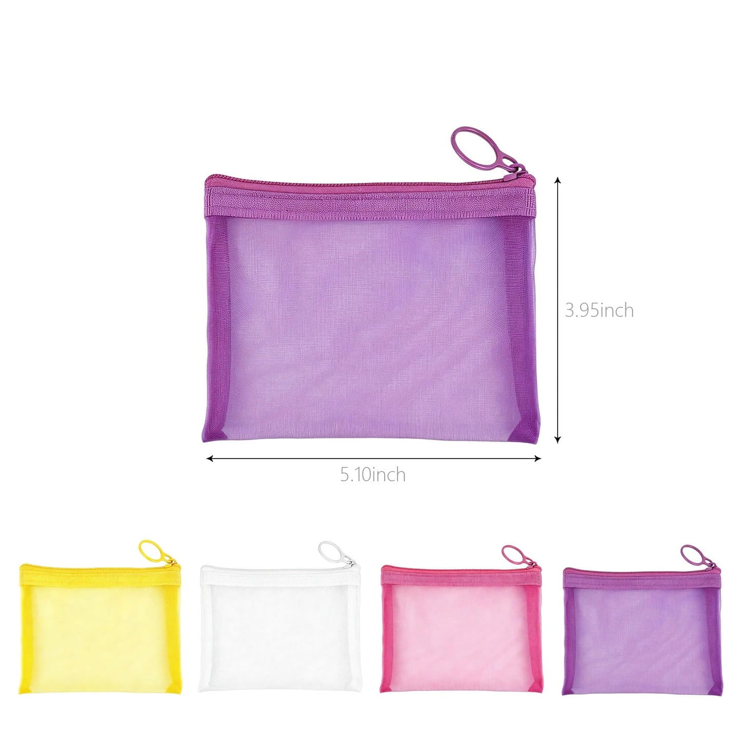 FOHOLA 2 Pack Mini Makeup Bags, Small Mesh Zipper Pouch Bags for Travel Organizer, Purse, Keychain (2, Pink Purple)
