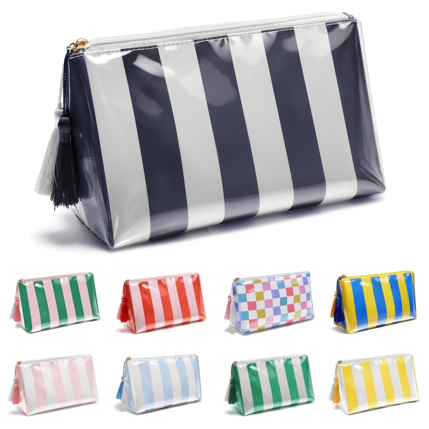 Fozira Makeup Bag for Purse, PVC Toiletry Cosmetic Bags for Women Girls, Waterproof Travel Makeup Bag Organizer Zipper Pouch Beach Summer Vacation Essentials Gifts for Women