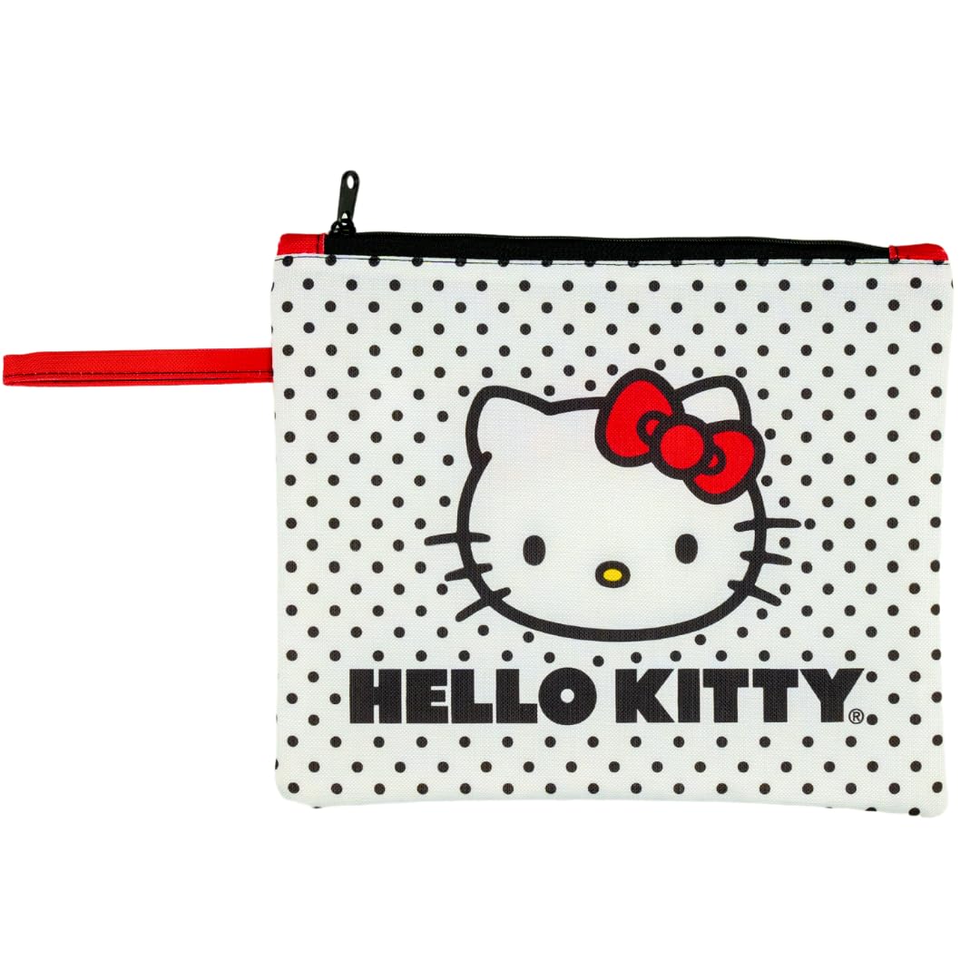 Franco Collectibles Hello Kitty Polka Dot Beach/Pool Waterproof Swimsuit, Makeup, Toiletries Pouch Bag, (Officially Licensed Product)